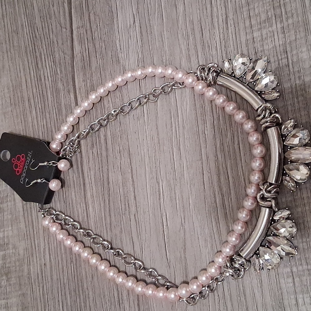 Paparazzi Pink and Silver Necklace Set